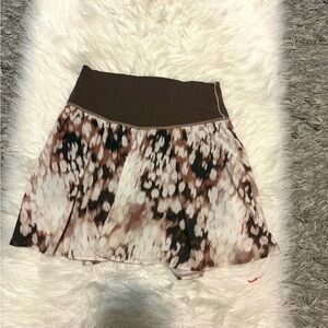 Brown & White Printed Skirt with Shorts